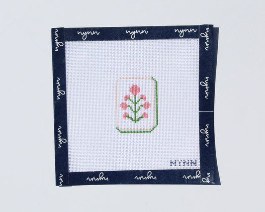 Pink Flower Mahjong Tile Charm